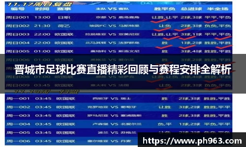 晋城市足球比赛直播精彩回顾与赛程安排全解析