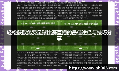 轻松获取免费足球比赛直播的最佳途径与技巧分享